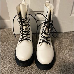 White shein combat boots